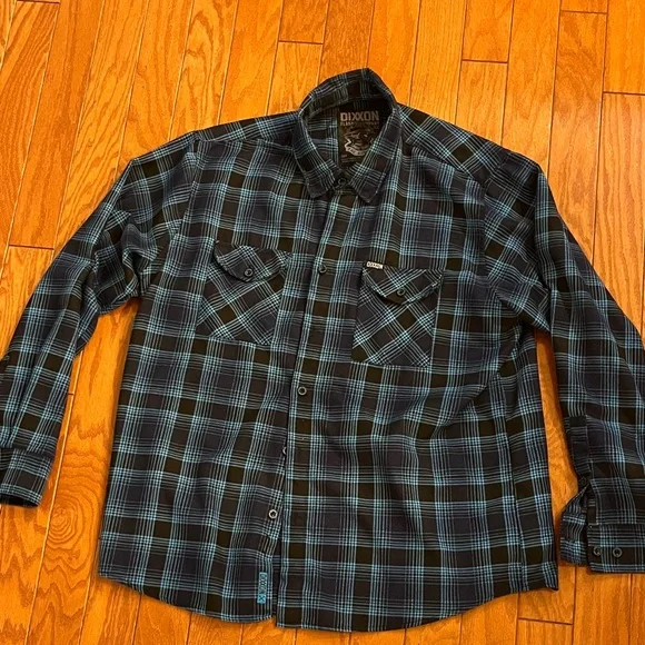 DIXXON Teal and Black Plaid Shirt - Picture 1 of 3